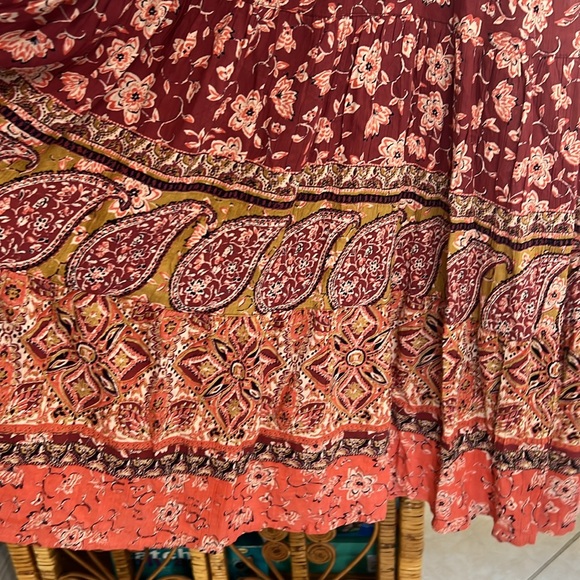 Angie Green Boho Maxi Dress Size L Rayon V Neck Adjustable Straps - Picture 2 of 5